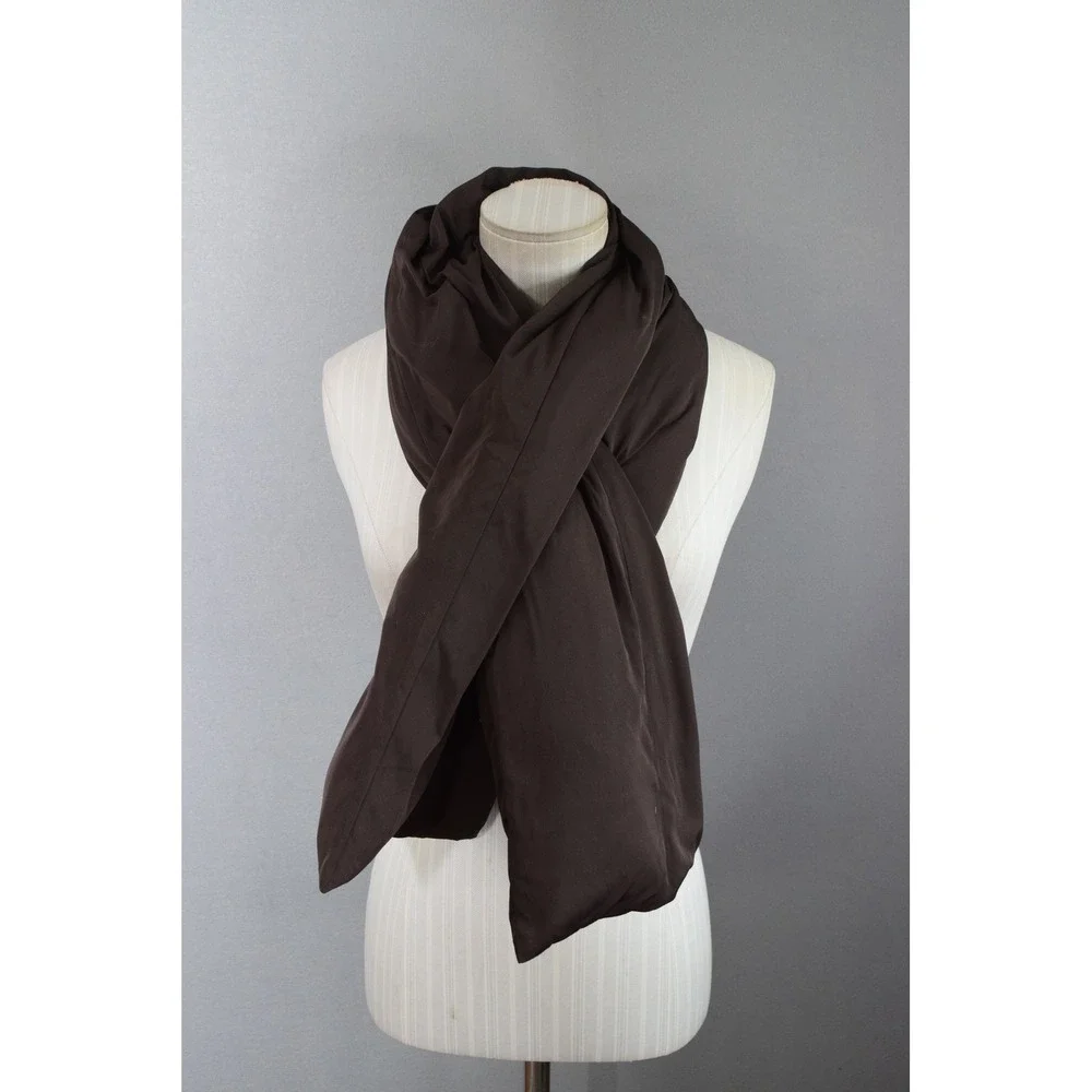 Vince Down Puffer Scarf OS Dark Brown Quilted Minimalist Women Winter